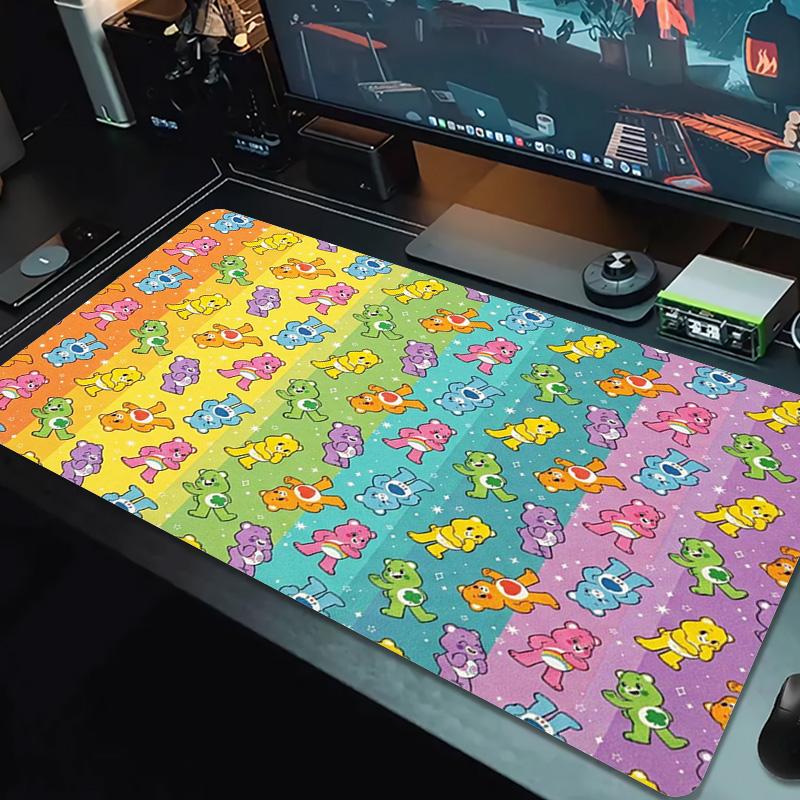 Cartoon Care Bear Color Mouse Pad Large Gaming Table Cushion Non-slip Laptop Tablet Big Mousepad XXL Mat Mini PC Playmat With Lock Edge