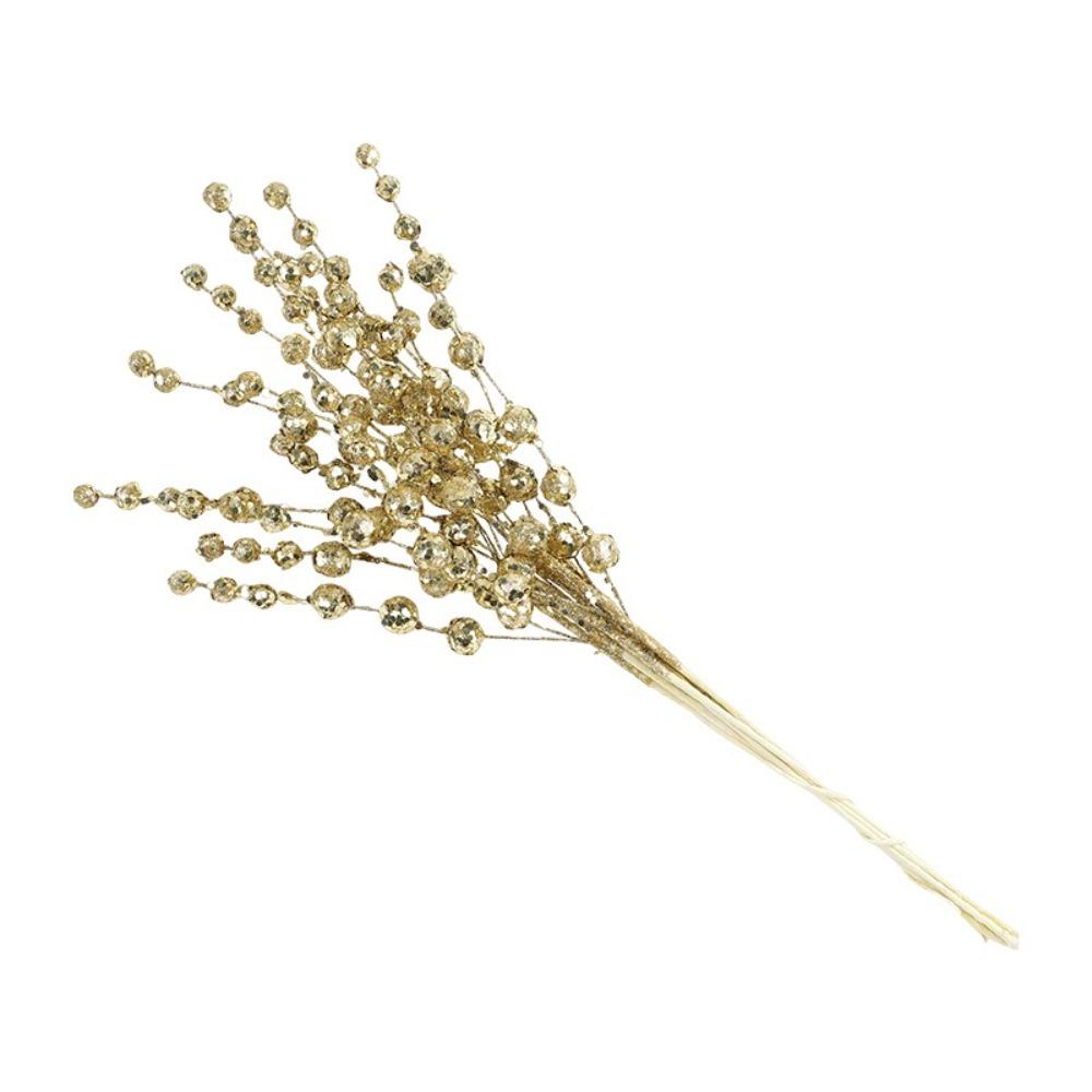 10PCS 40CM Christmas Glitter Branches Artificial Plastic Christmas Berry Stem Sequins Handmade Fake Glitter Berry Stem Ornaments