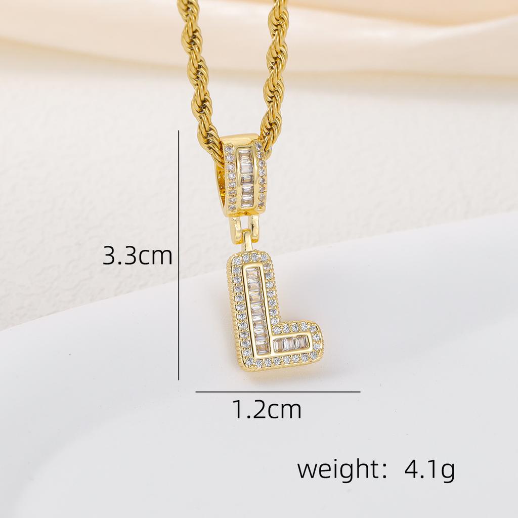 2025 New Initial Letter Necklace Women Men Cubic Zirconia Initial Pendant Necklace Rope Chain English A-Z Letter  Gift