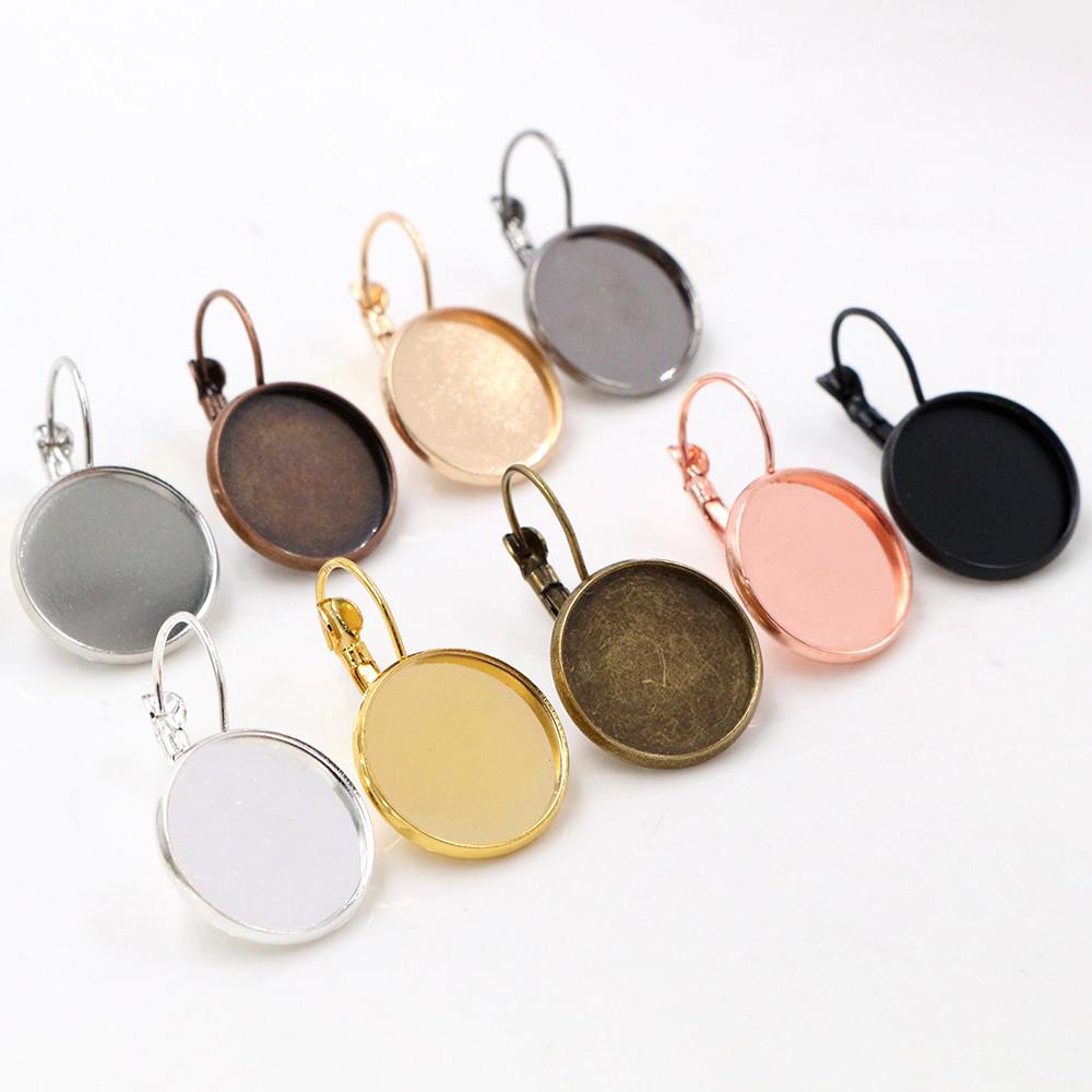 High Quality 8-25mm 10pcs French Lever Back Earrings Blank/Base,Fit 8-25mm Glass Cabochons,Buttons;Earring Bezels
