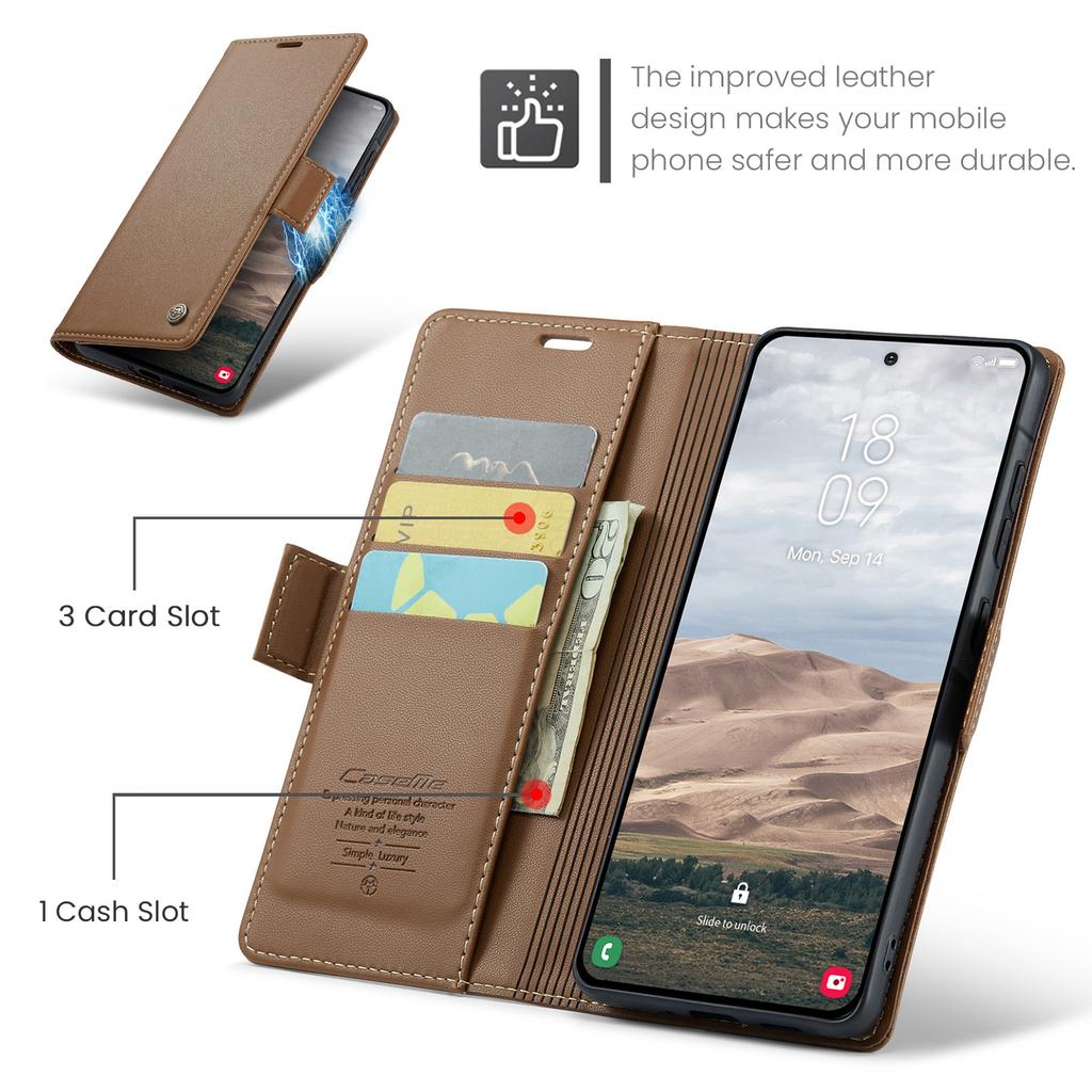 Für Samsung Galaxy A37 A57 Brieftaschenhülle PU-Leder Klapphülle RFID-blockierender Kartenhalter Magnetverschluss Ständer Stoßfeste Hülle