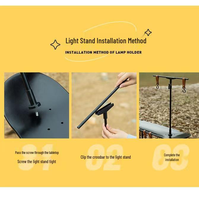 Retractable Portable Outdoor Camping Lamp Stand and Table