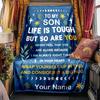 Son Life Is Tough But So Are You Blanket Personalized Name Soft Comfortable Stylish Blanket Car Blanket Perfect For Travel Camping Outdoor Home