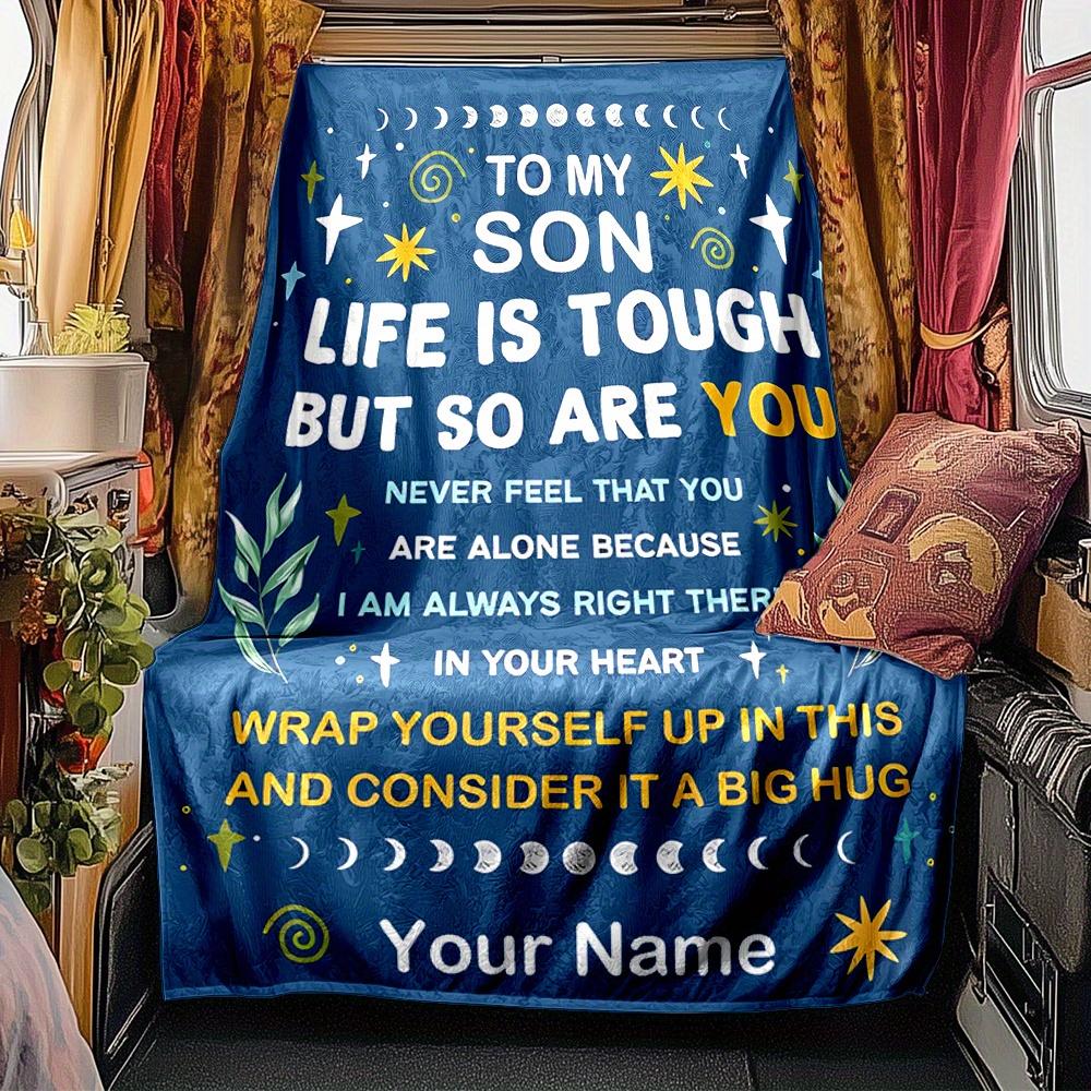 Son Life Is Tough But So Are You Blanket Personalized Name Soft Comfortable Stylish Blanket Car Blanket Perfect For Travel Camping Outdoor Home