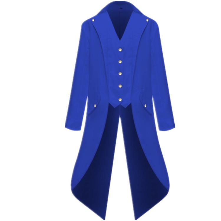 

2018 Men s European-American Solid Color Punk Retro Tailcoat Formal Coat Triple Extra Large синий