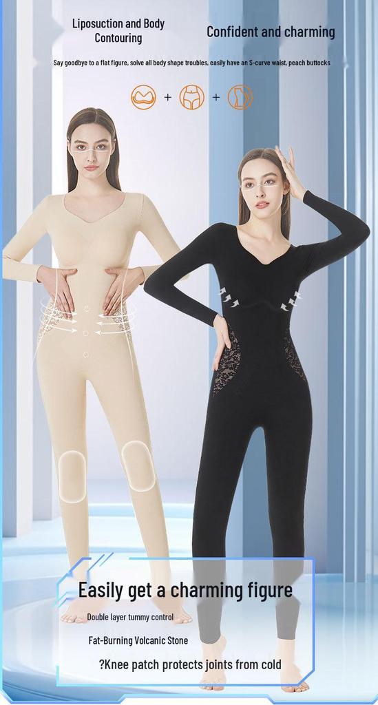 Winter Long-Sleeve Warm Slimming Full Body Shaper Bodysuit