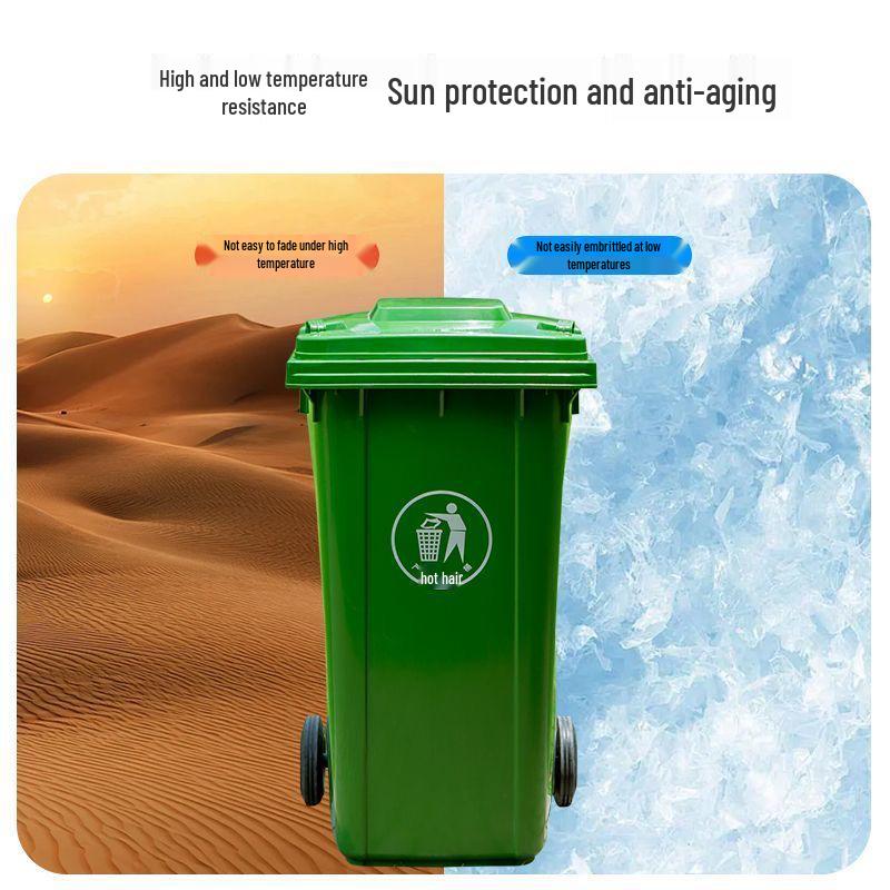 240L Outdoor Trash Can with Foot Pedal, Thickened Trailer Ring, and 120L Capacity for Residential Use