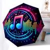 1pc Music Notes Sound Waves Automatic Folding Umbrella, Heavy Duty 8 Rib Iron Frame,  Suitable for Travel, Daily Use, Birthday, Decor Gift  23