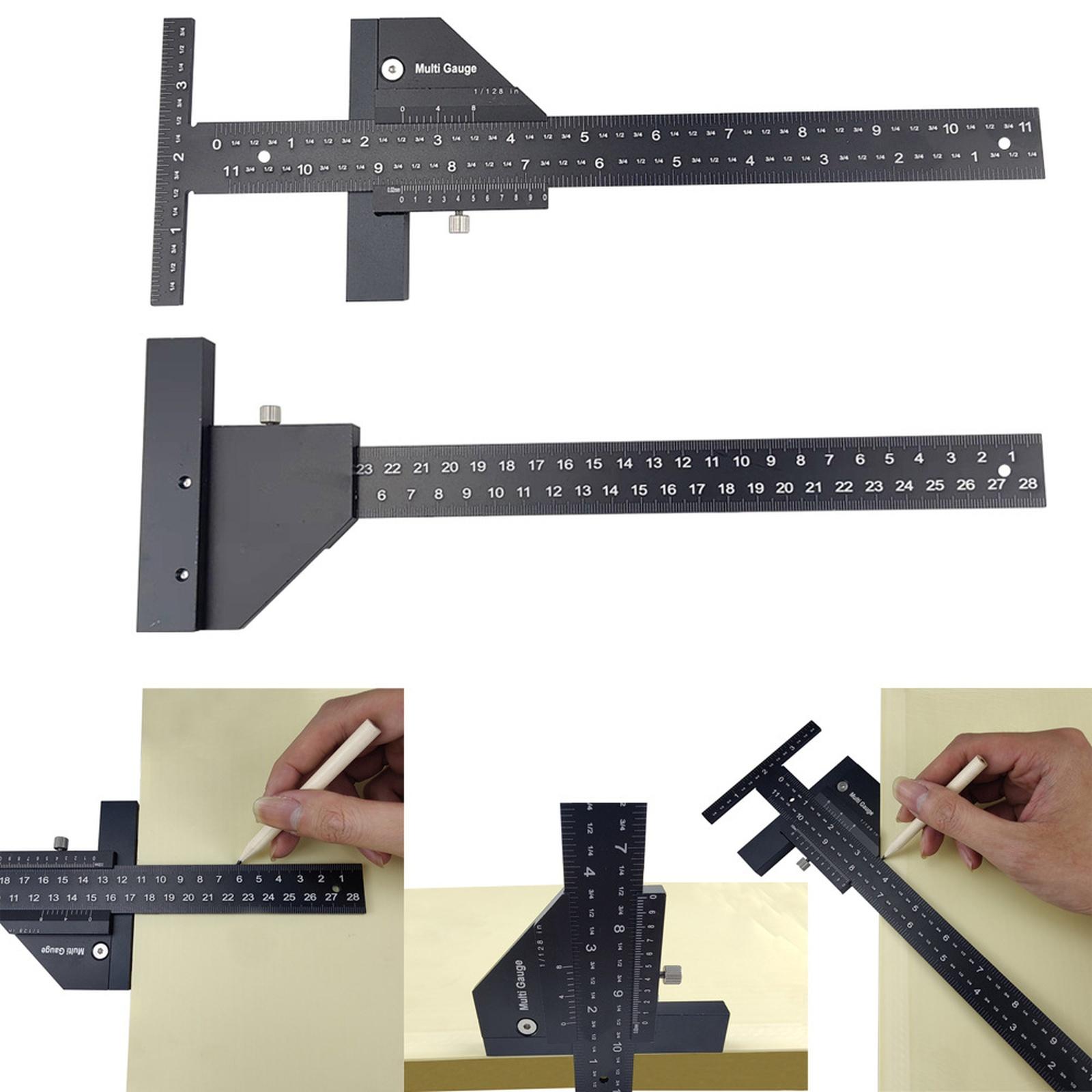 

Multifunctional Scribing Ruler, Aluminum Alloy T-Ruler, Woodworking Scriber, Multifunctional Measuring Ruler, Caliper One Size