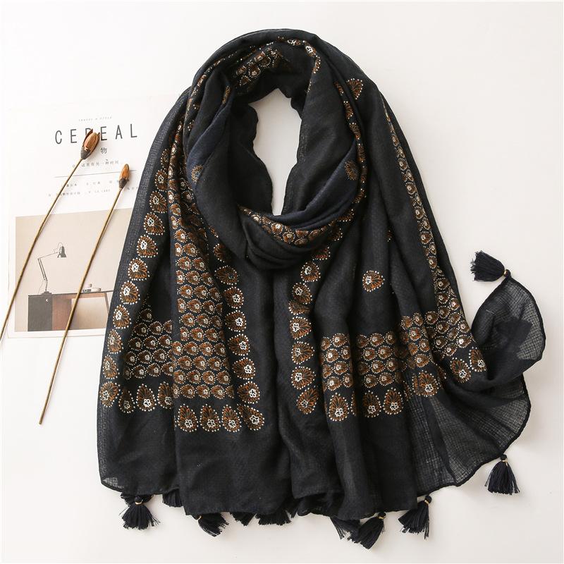 New Fashion Print Summer Women cotton Scarf Polka Dot Beach Hijab Shawls and Wraps Female Foulard Echarpe Designer Bandana