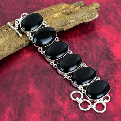 Black Onyx Bracelet, Charming Onyx Gemstone 925 Solid Sterling Silver Natural Jewelry, Handmade Adjustable Bracelet Jewelry For Her