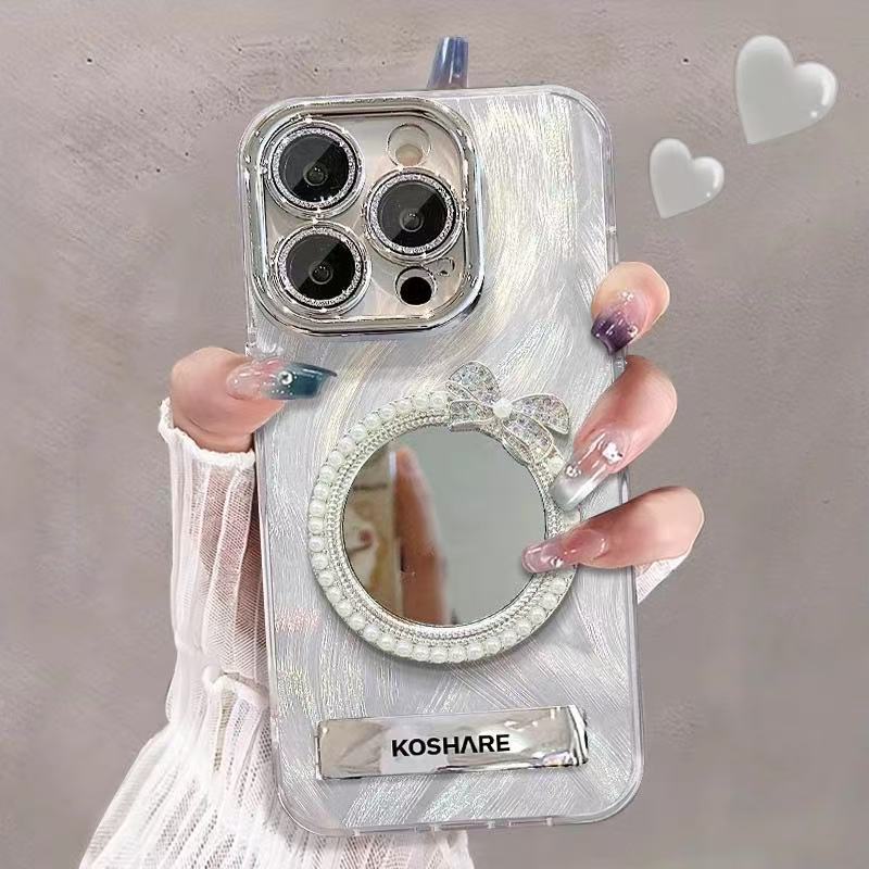 Fine hole feather cream mirror for OPPOReno15/findx9 mobile phone case oppoa6/k12x bracket