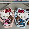 KT Cat Cartoon Absorbent Children's Washbasin Towel - Soft, Thickened Coral Fleece, Double Layer Hanging Square Towel.