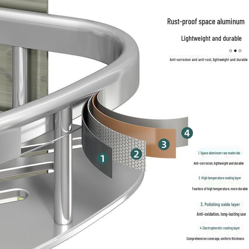 Seamless Wall-Mounted Space Aluminum Triangle Bathroom Storage Rack