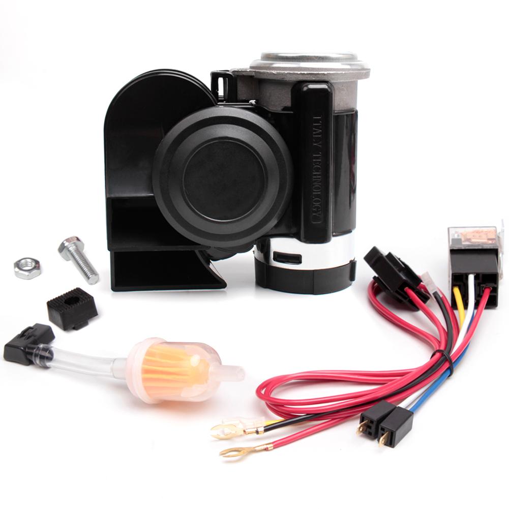 FARBIN Compact Air Horn with Compressor 12V/24V 120db Snail Electric Car Horn Super Loud with Wiring Harness
