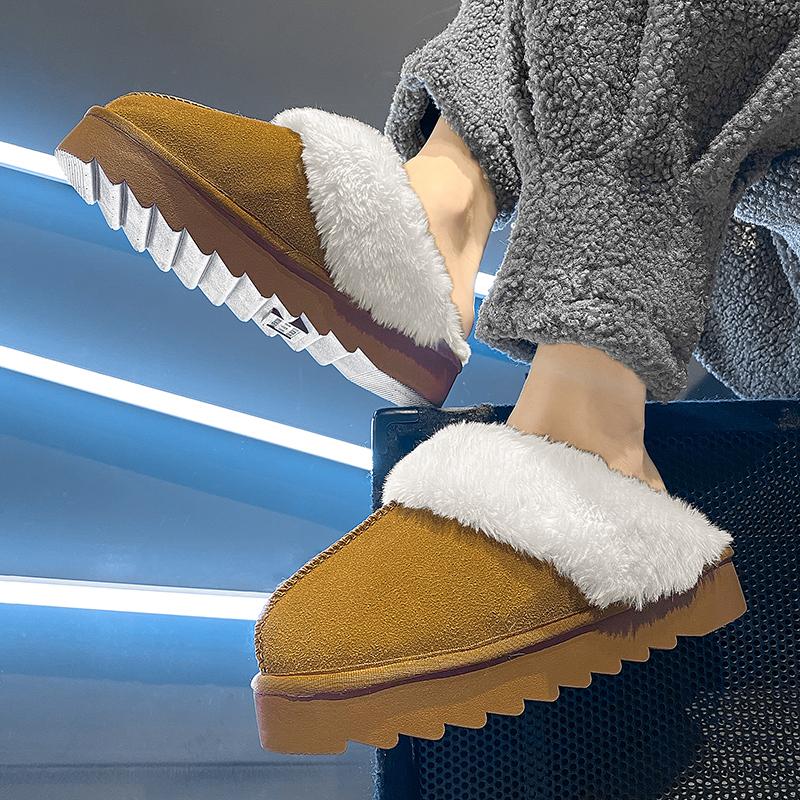 Moda Inverno Leggere Tinta Unita Antiscivolo Resistenti all'Usura Velluto Calde Pantofole Casual Mezzo Supporto Cotone Pantofole 36-43