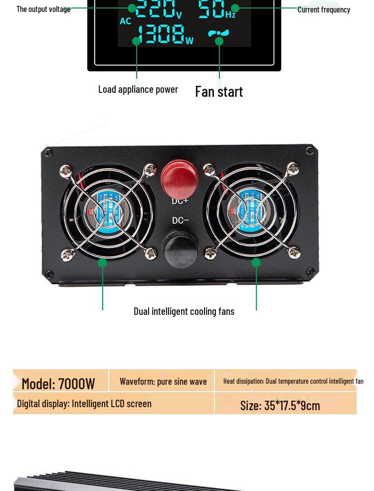 Sine Wave Car Inverter: 12V/24V to 220V High-Power Converter for Truck Batteries