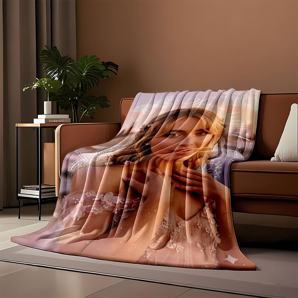 Elegant Woman with Floral Art for All Seasons Blanket Lunch Break Throw Gift