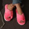 TEU SEI Cross Plush Large Fluffy Cross Strap Cotton Slippers Women's Fluffy Cotton Slippers