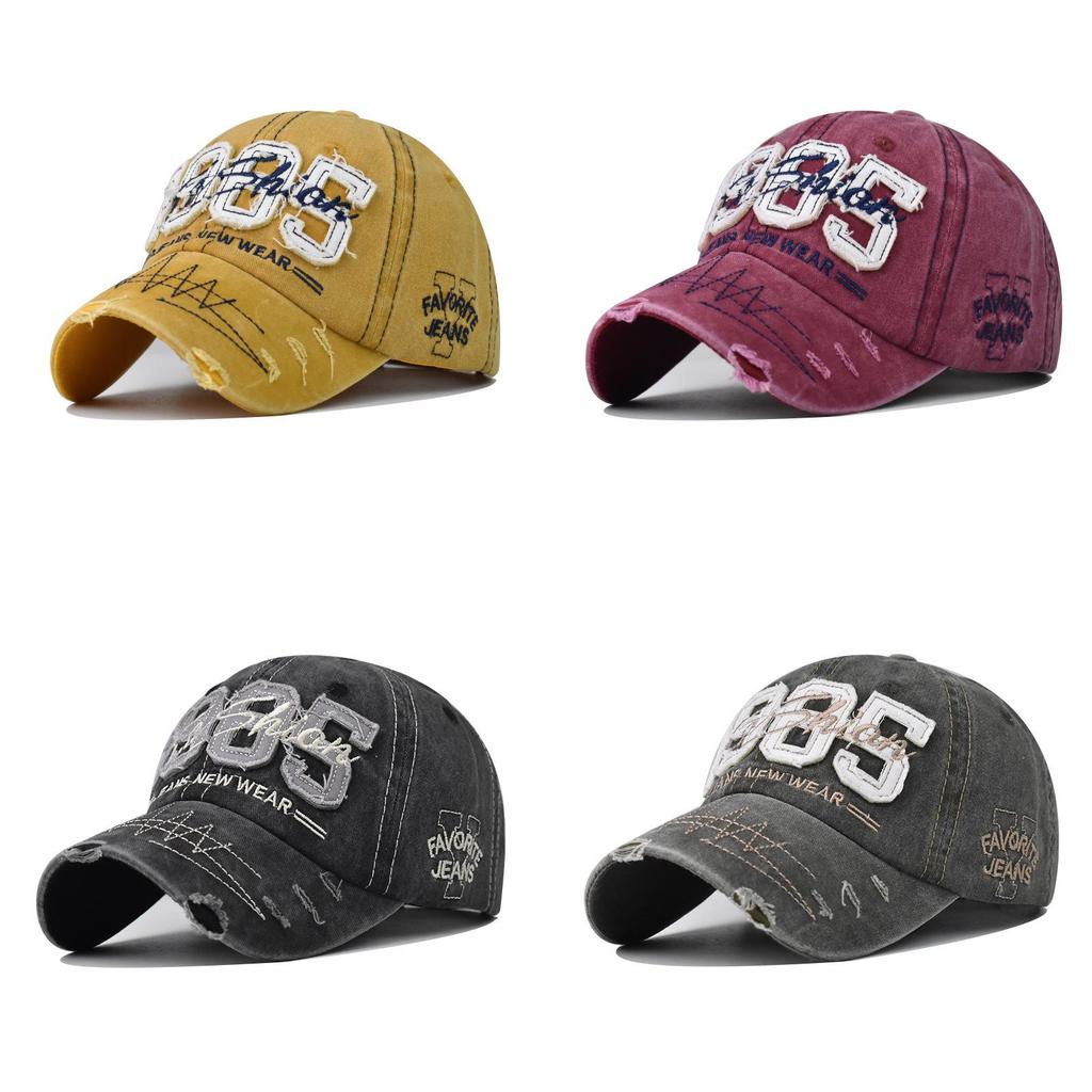 Retro 1985 Embroidered Letter Baseball Cap Washed Cotton Wide Brim Adjustable Hat