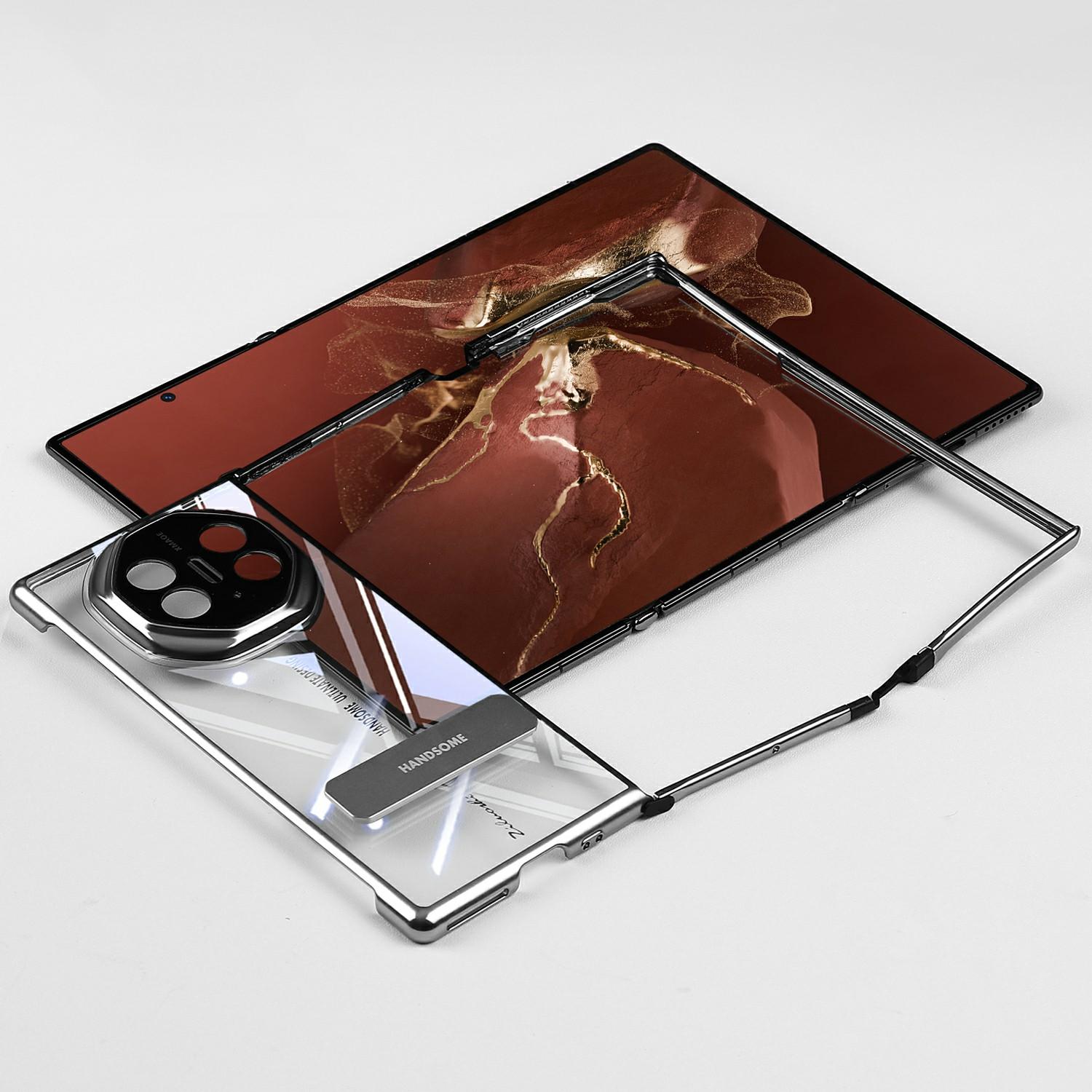 

Для Huawei Mate XT Ultimate Case Kickstand Galplating Frame Clear PC Phone Back Cover A