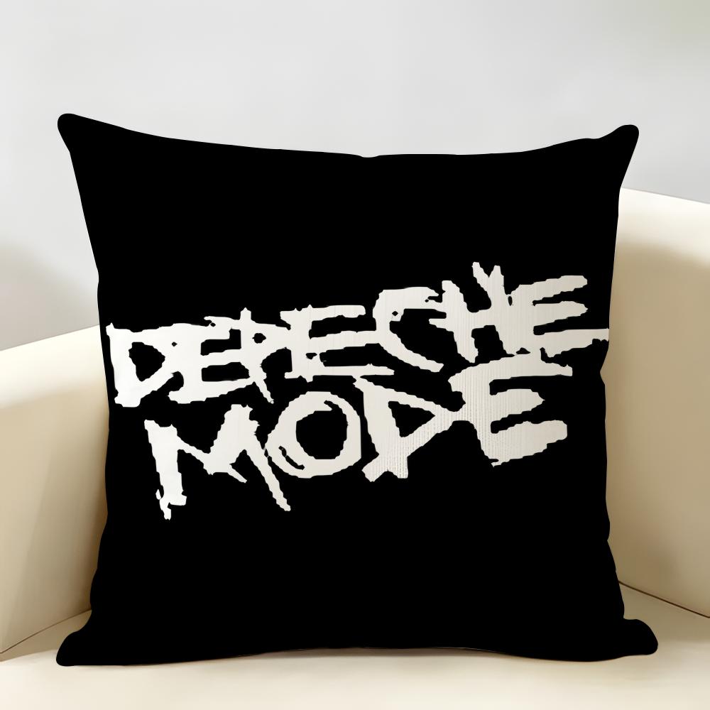 DDepecheMode LOGO Cushion Cover Natural Linen Organic Fabric DoubleSided Printing Room Sofa Decor Pillow Case