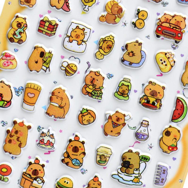 1 Sheet Kawaii Lovely Capibala Small Animals Foam 3D Decorative Stationery Stickers Scrapbooking Diy Diary Album Decals