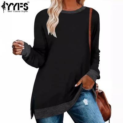 Moda damska Casual Wiosna Jesień Jednolity kolor Nadruk Długi rękaw O-Neck Bluzki i koszule