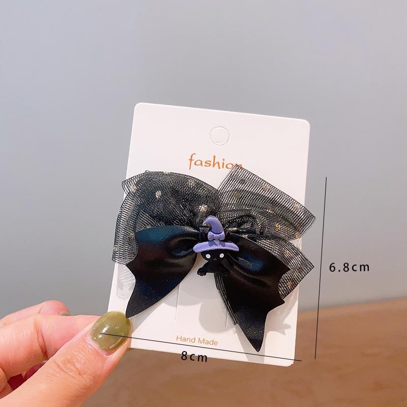 Halloween Children's Hair Accessories, Pumpkin Ghost, Funny Handmade Hair Clips, Black Bat Bow, Girl Party Hair Clips