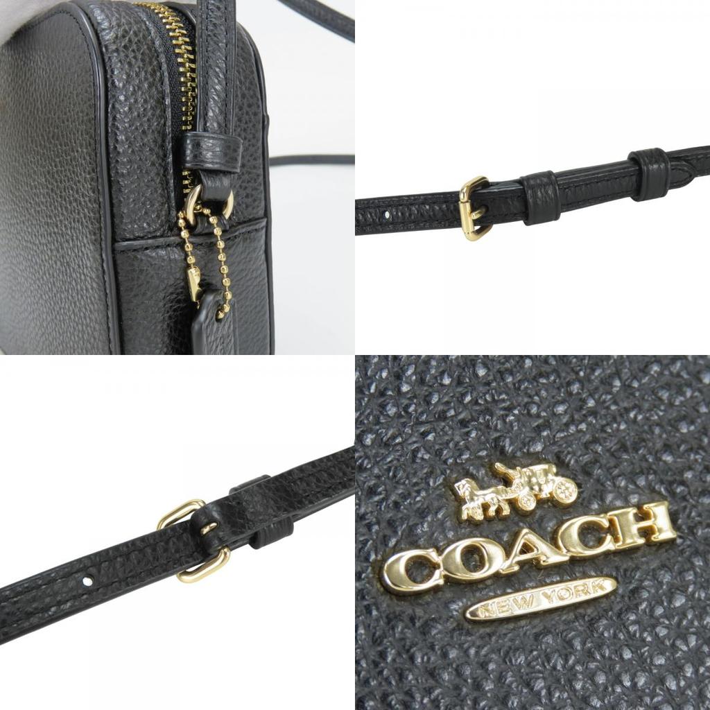 Used COACH Shoulder Bag Pochette 87734 Leather Black Mini