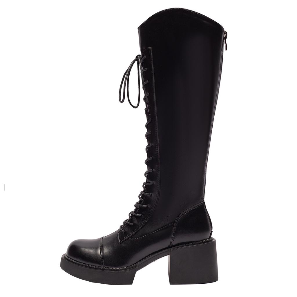 2025 Autumn and Winter Martin New Slim Tall Knight Boots Retro Boots Thick-soled Thick-heeled High-heeled Boots Women's Boots