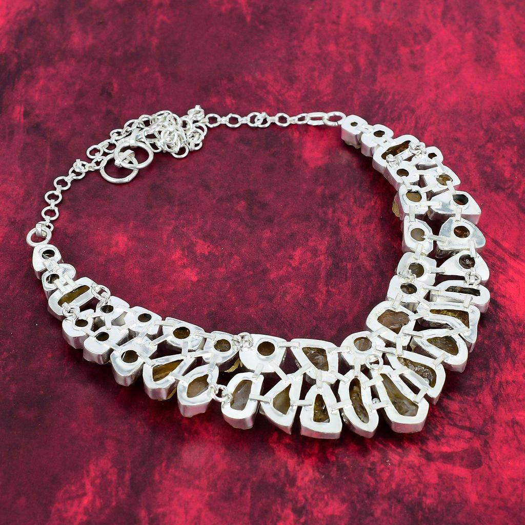 Rough Citrine Necklace Handmade Jewelry, 925 Solid Sterling Silver Designer Necklace Gemstone Jewelry, For Memorial Day