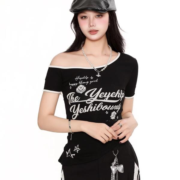 Y2K Spicy Irregular One-Shoulder Short Sleeve Top