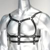 Bold Black Leather Body Harness for Men - Adjustable Straps, Punk Rave Fashion, Clubwear, Erotic Lingerie, Cosplay Costume