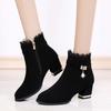 Thickened short boots women's thick heel 2025 autumn and winter warm Internet celebrity women's shoes non-slip versatile high heels velvet women