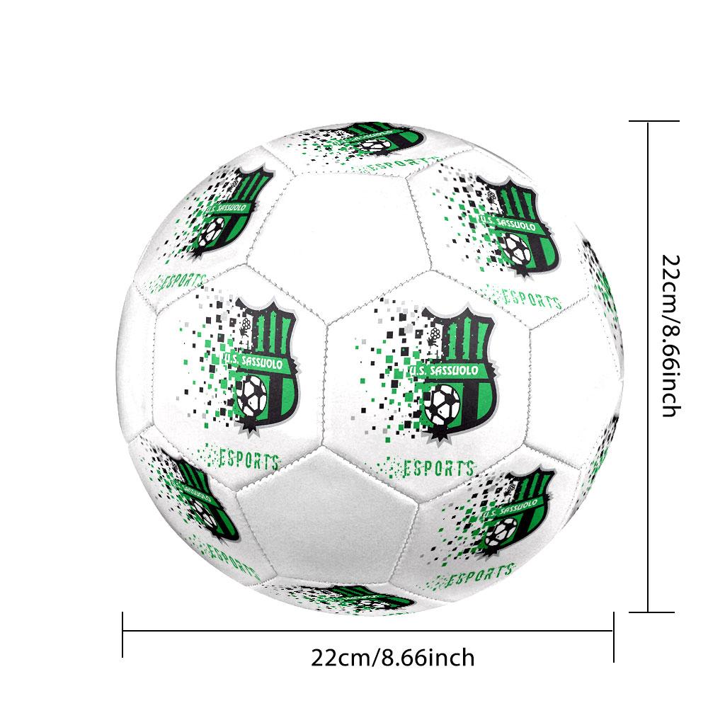FC Sassuolo Size 5 Soccer Ball, Machine-Stitched PVC, Durable & High Bounce, All Ages Fit, Fan Merchandise, Matches & Outdoor Use.