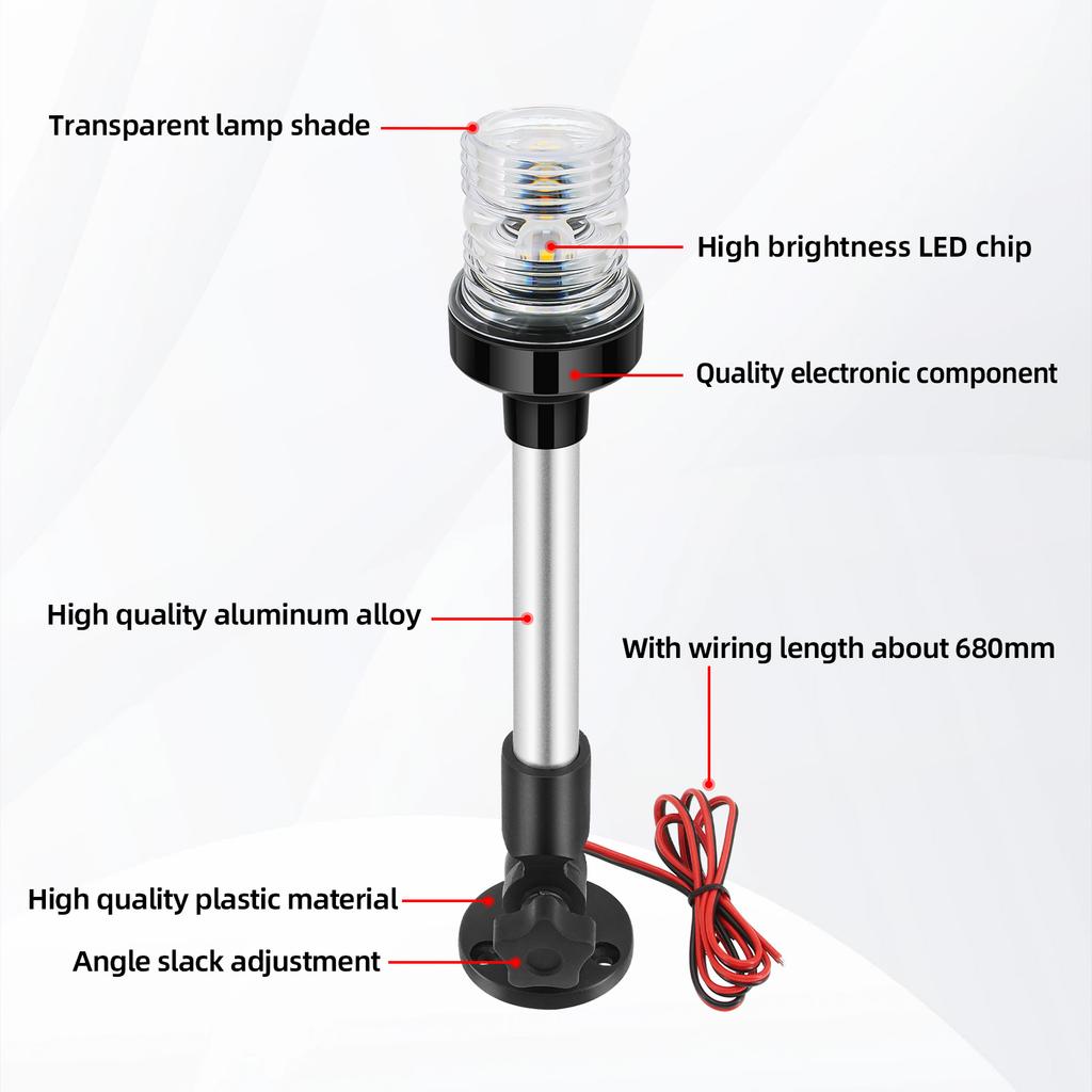 180° Rotation LED Marine Boat Light 12-24V Navigation Light Rain Proof Marine Hardware Lights Lamp for Yachts Fishing Speedboat