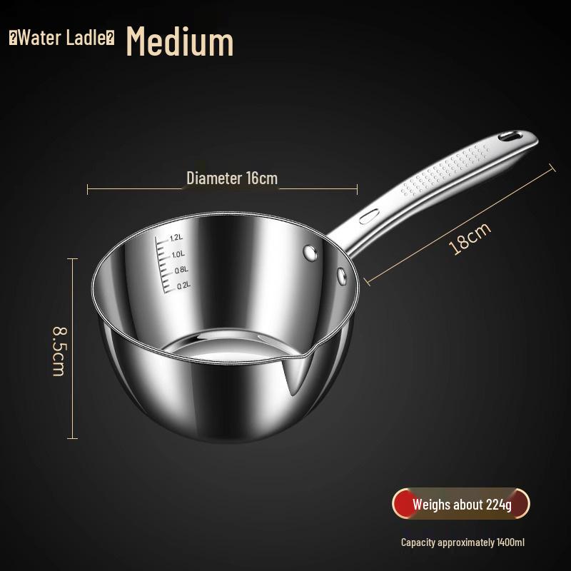 304 Stainless Steel Non-slip Water Ladle – Thickened Large Water Scooping Spoon for Kitchen Use