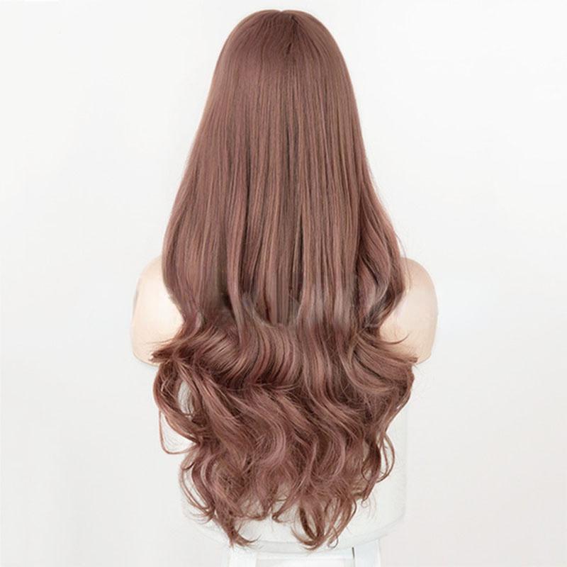 MERISIHAIR Modische lange gewellte Haarperücke mit Pony, lange blonde Perücke aus Kunstfaser für Frauen