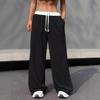 Autumn/Winter Contrast Lace High-Waist Wide-Leg Sweatpants
