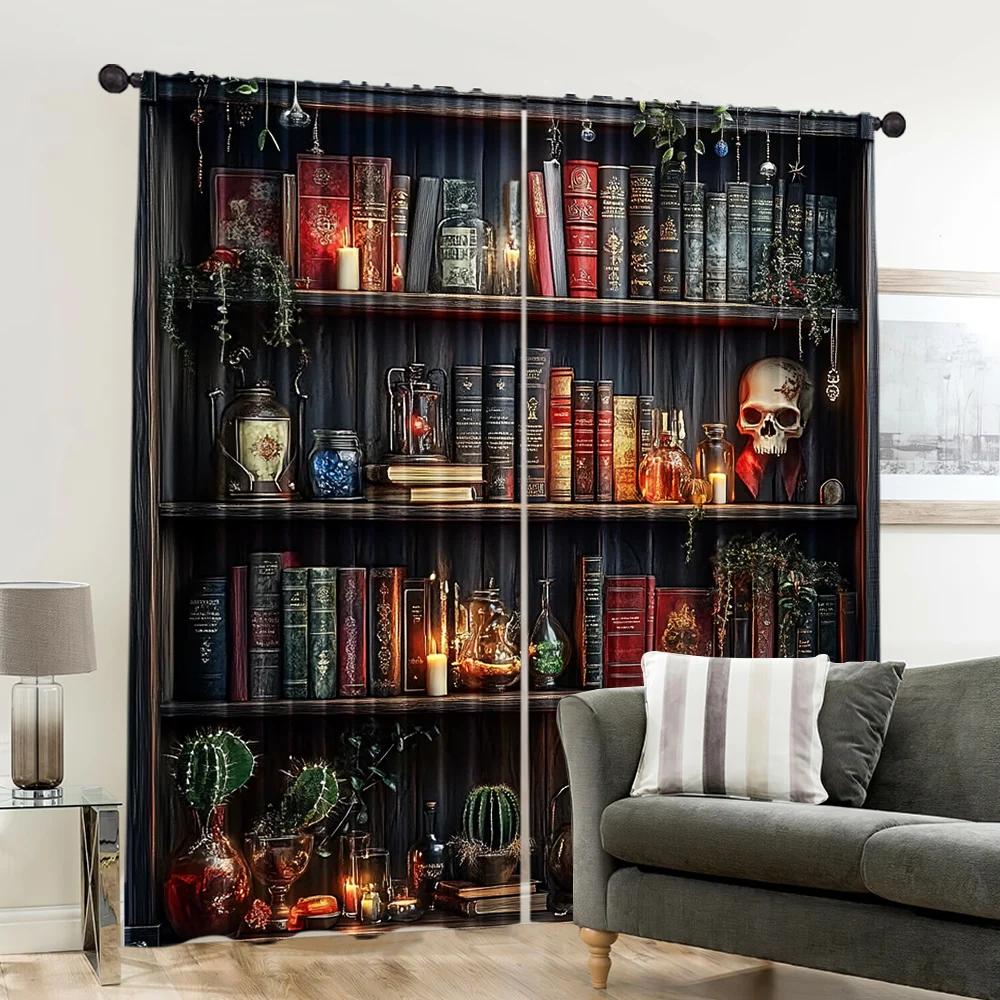 Flat Printing Drapes Gothic Magic Versatile Polyester Without Electricity Birthday Party Use Holiday Parties Curtain Set Of 2 Made Washable