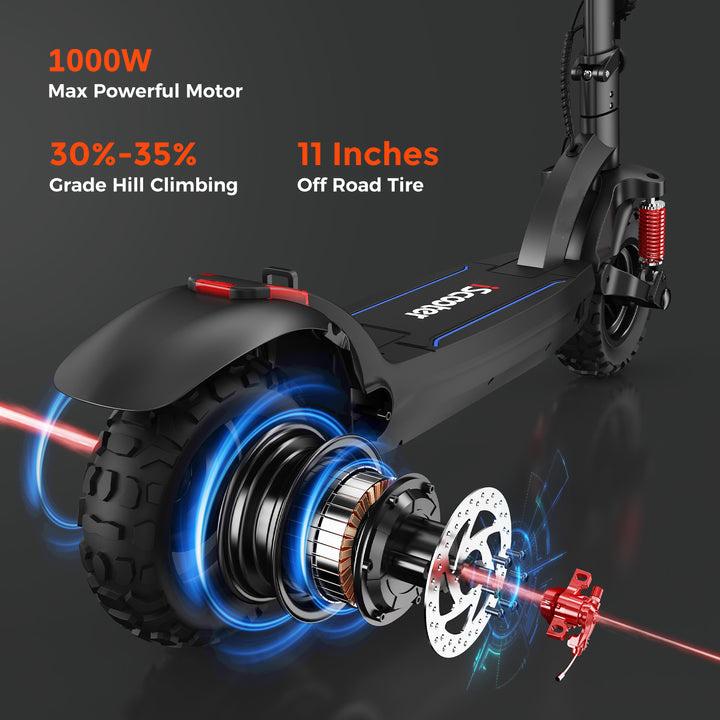11" 1000W 45km/h iScooter Off-Road E-Scooter 48V17.5Ah, Full Suspension, IPX4, Disc Brakes, Cruise control Electric Dirt Scooter with NFC unlock
