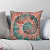 Pink Teal Ammonite Fossil Square Pillowcase Polyester Linen Velvet Creative Zip Decor Home Cushion Cover X