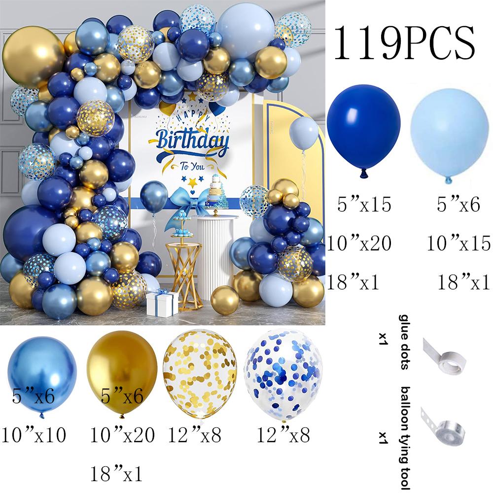

Royal Blue Balloons Arch Kit Baby Bule Gold Confetti Balloon Garland Birthday Party Baby Shower Wedding Anniversary Decoration AS Picture