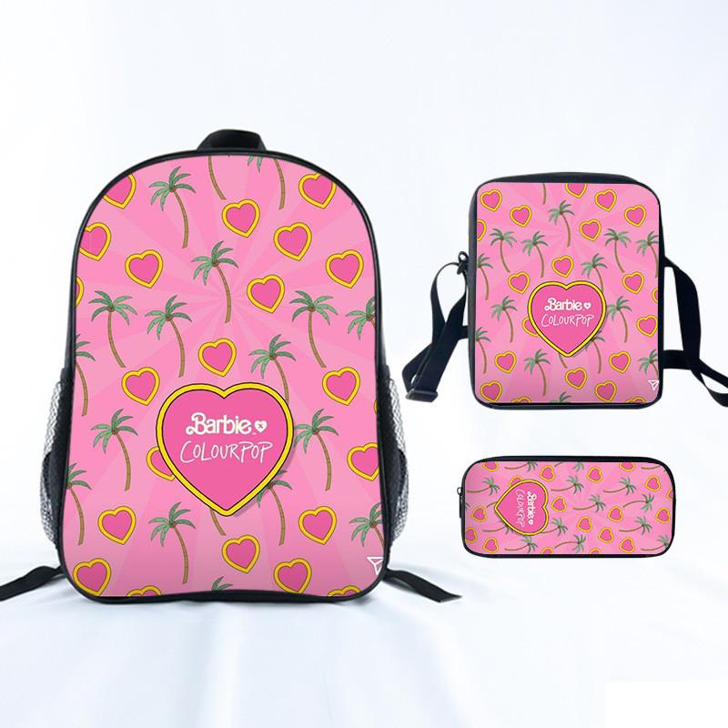 Barbie Princess School Bag Threepiece Set With Oxford Fabric For Girls Student Use