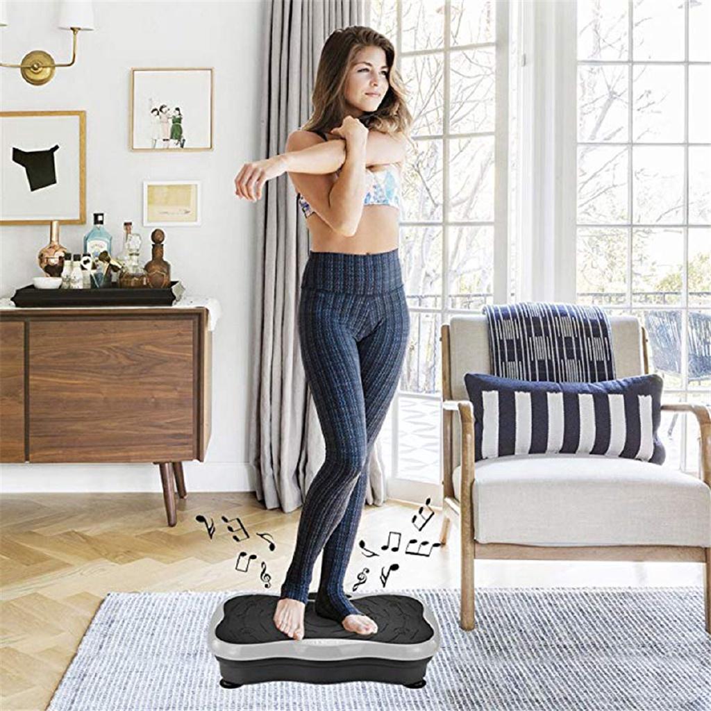 Exercise Fitness Slim Vibration Machine 200KG/441LBS Trainer Plate Platform Body Shaper Remote Control with Resistance 500W