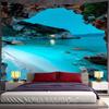 Tapestry with Sea Cave Design, Wall Hanging Decoration, Polyester Printed Art, Home, Bedroom, Ocean, Nature, Bohemian Style