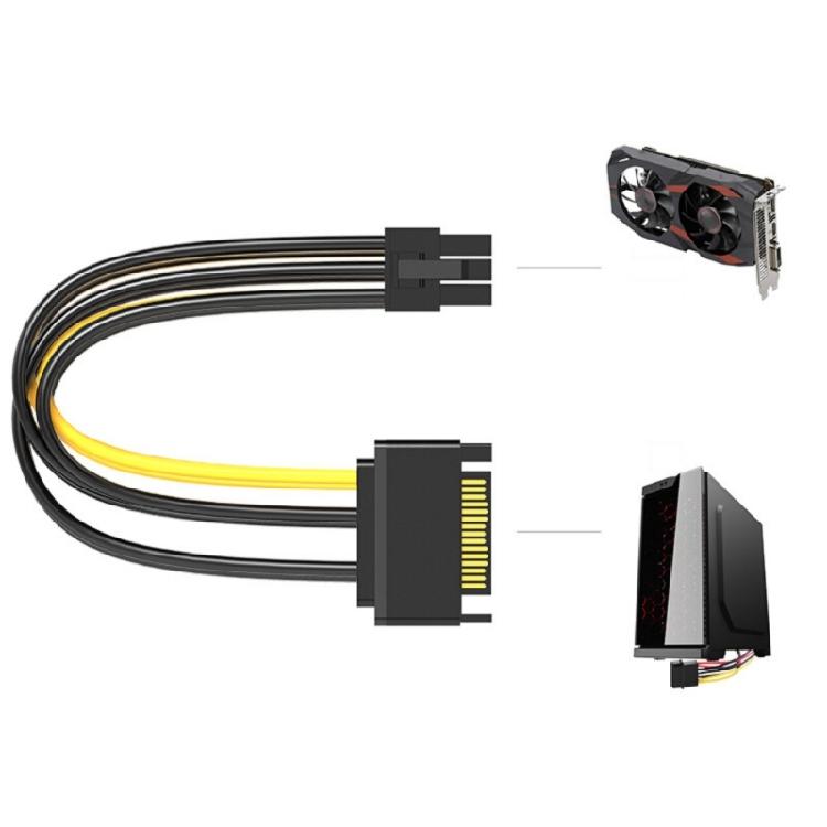 Sata15pin to 6Pin Power Cable for Video Card Connection Easy to Use Power Cord for Enthusiasts and Pc Builders