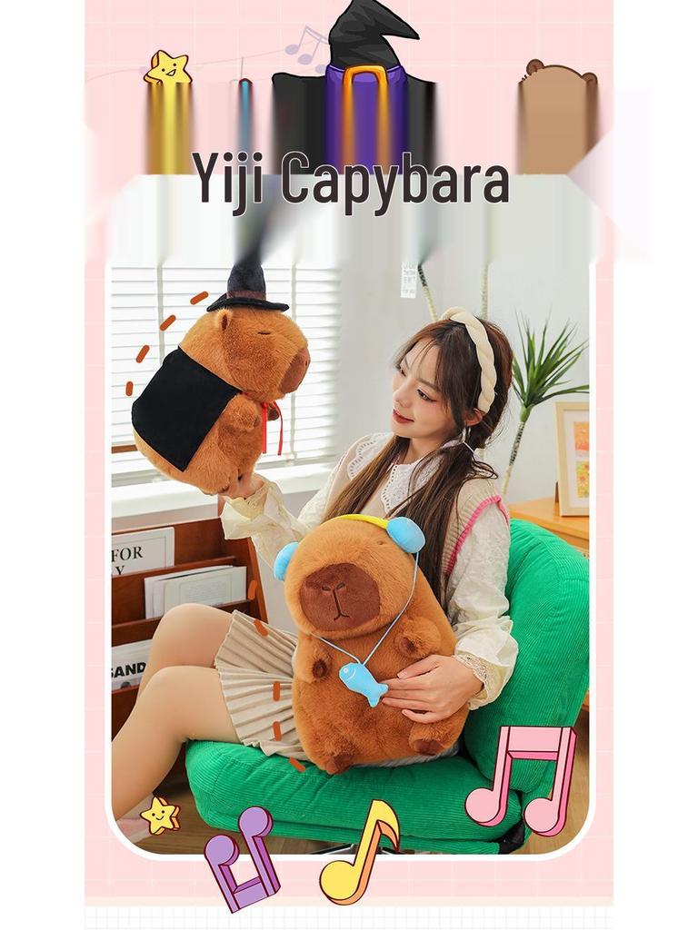 Capybara Headphones Plush Pillow: Adorable Sleeping Doll & Birthday Gift