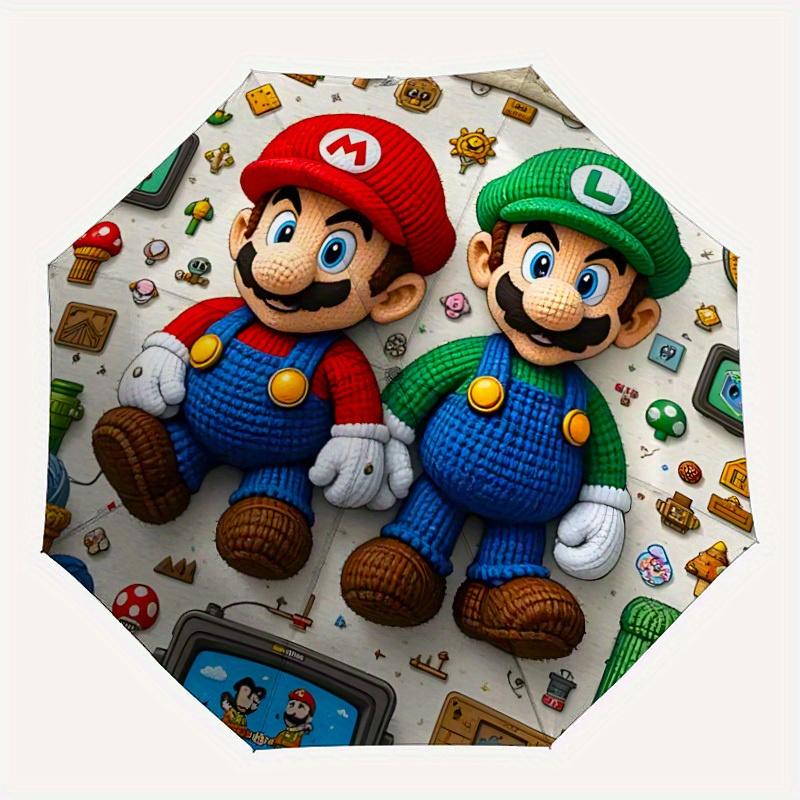

1pc Mario Luigi Automatic Open/Close Exquisite Umbrella Sturdy Iron Frame, Compact Travel Umbrella - Perfect Gift for Women, Men a0829119